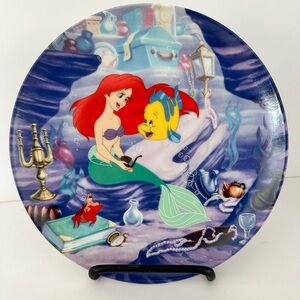 Disney Ariel and Flounder Ceramic Plate - Blue and Red